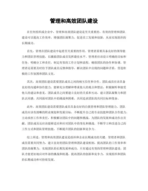 管理和高效团队建设