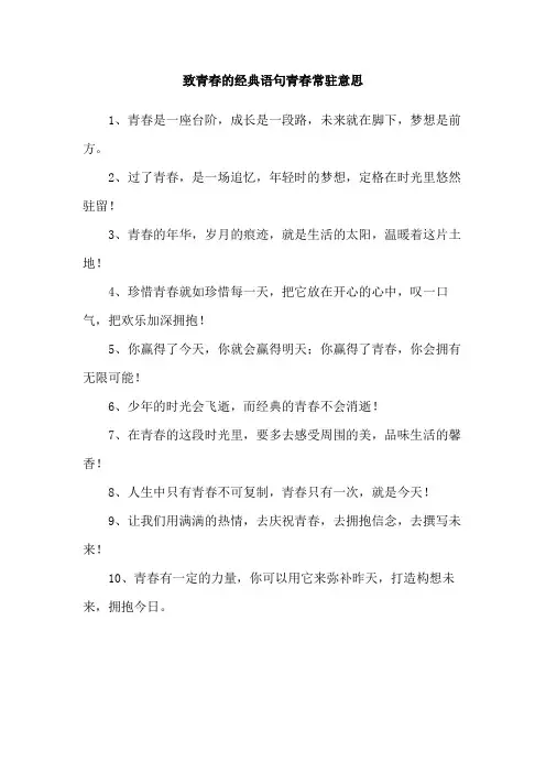 致青春的经典语句青春常驻意思