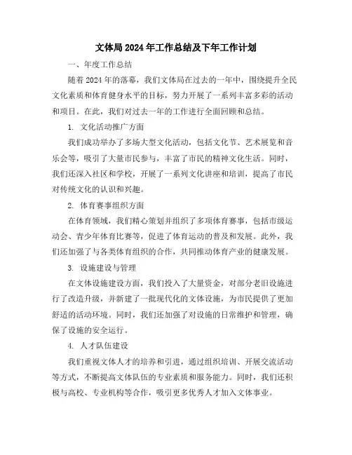 文体局2024年工作总结及下年工作计划
