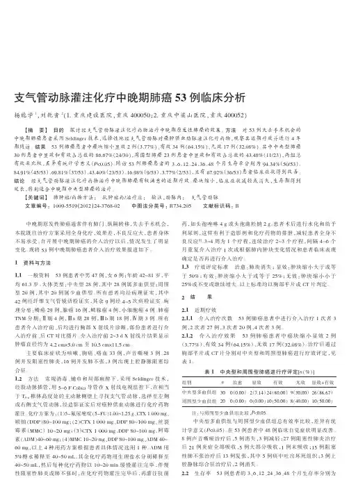 支气管动脉灌注化疗中晚期肺癌53例临床研究