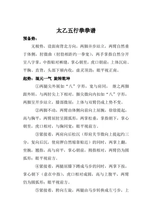 太乙五行拳拳谱