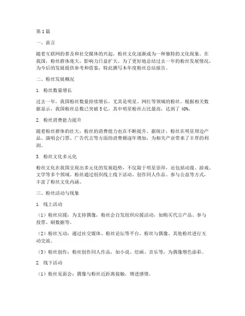 粉丝年度总结报告范文(3篇)