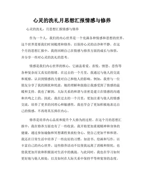 心灵的洗礼月思想汇报情感与修养