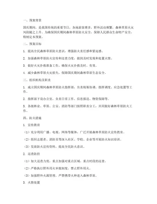 国庆期间森林草原防火预案