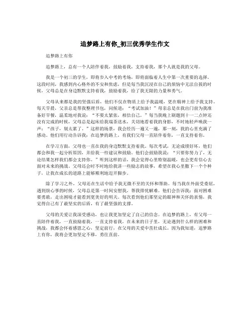 追梦路上有你_初三优秀学生作文