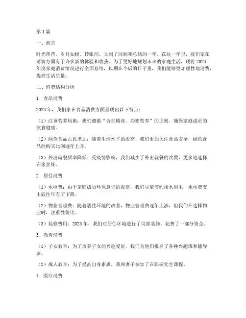 家庭年度消费总结范文(3篇)