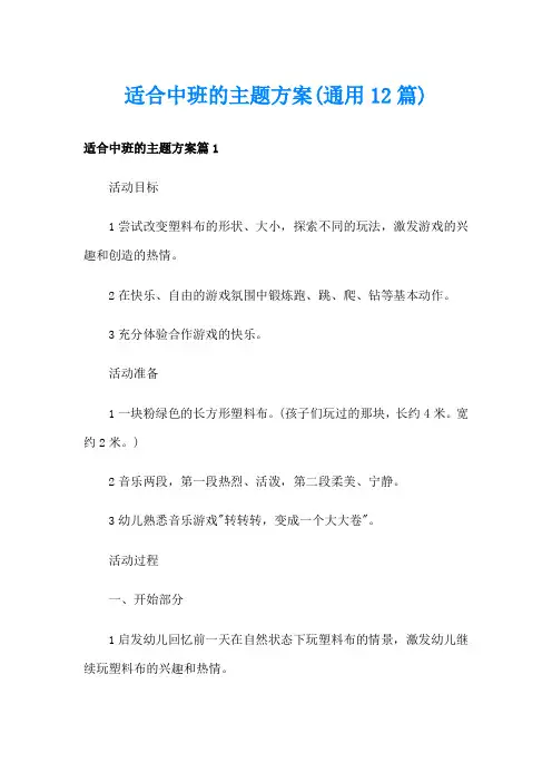 适合中班的主题方案(通用12篇)