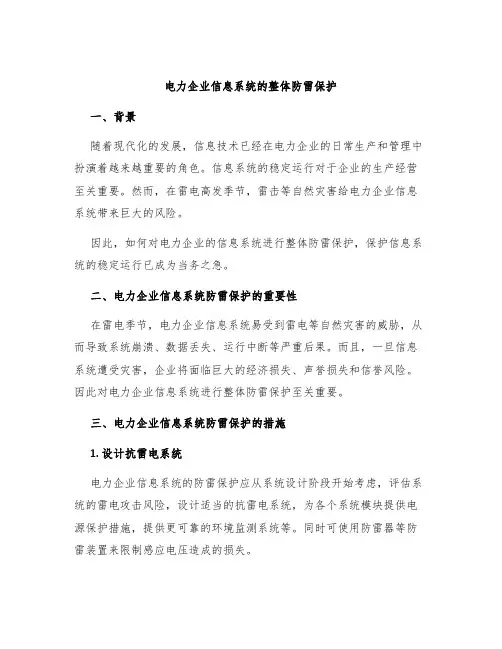 电力企业信息系统的整体防雷保护