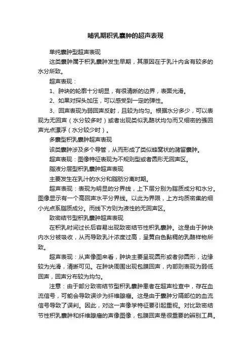 哺乳期积乳囊肿的超声表现