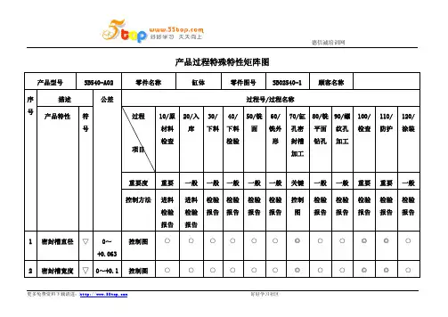 产品过程特殊特性矩阵图