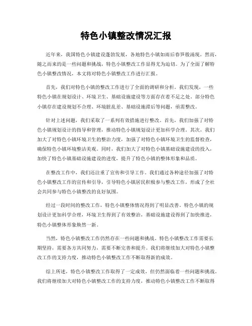 特色小镇整改情况汇报