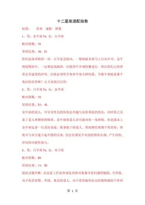 十二星座速配指数word精品文档53页
