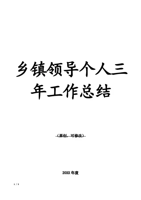 乡镇领导个人三年工作总结