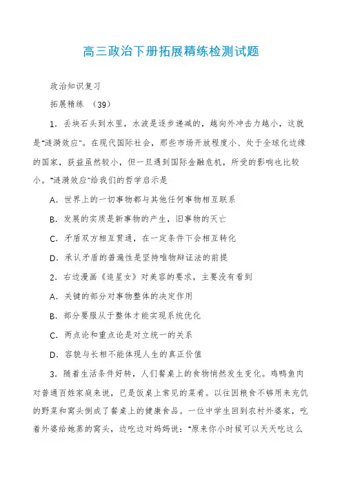 高三政治下册拓展精练检测试题