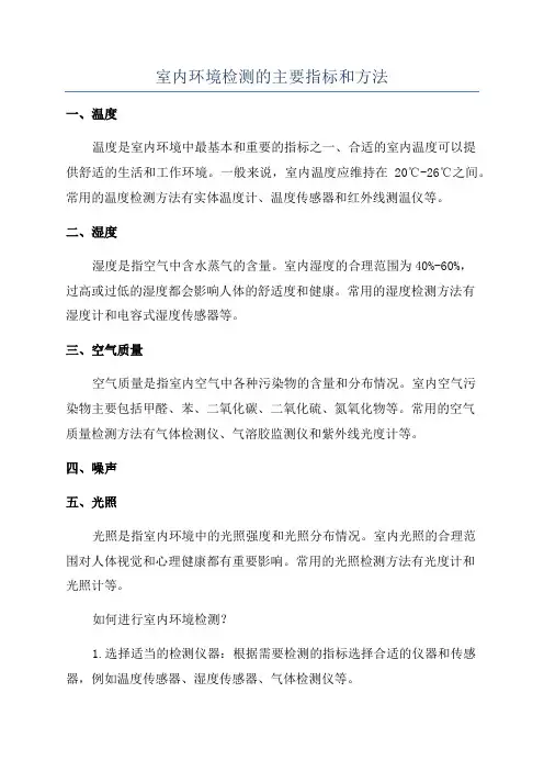 室内环境检测的主要指标和方法