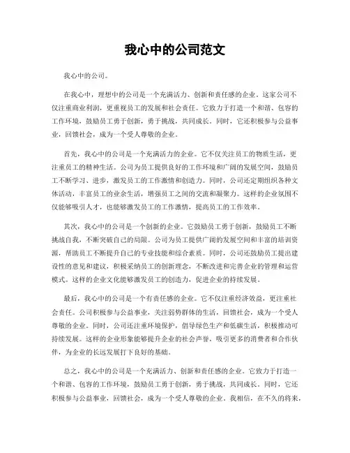 我心中的公司范文