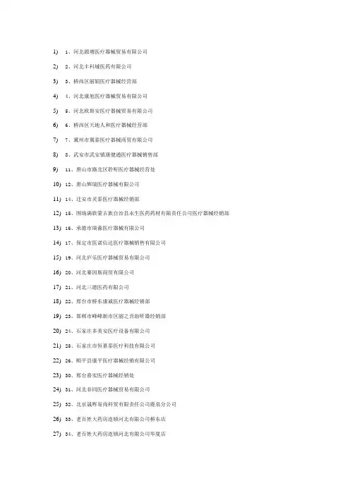 石家庄医疗器械公司名录