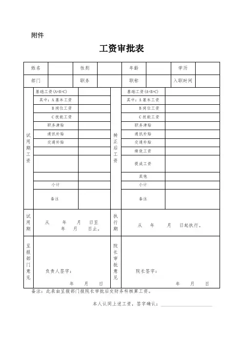 最新工资审批表