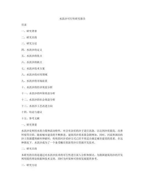 水洗沙可行性研究报告