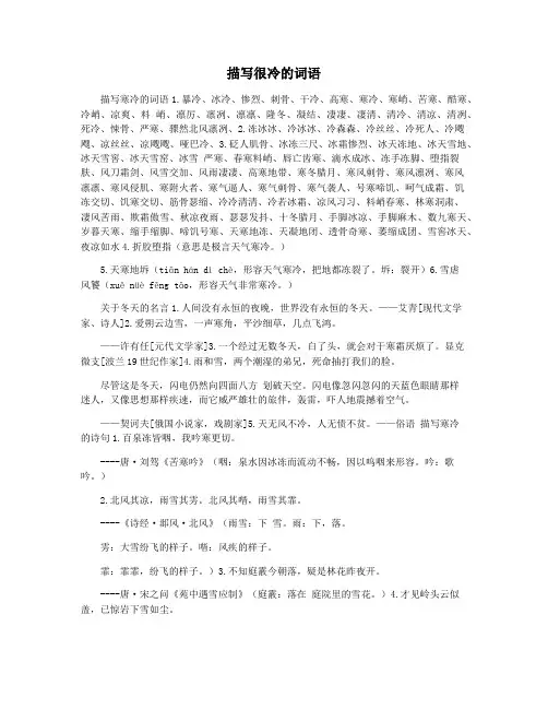 描写很冷的词语