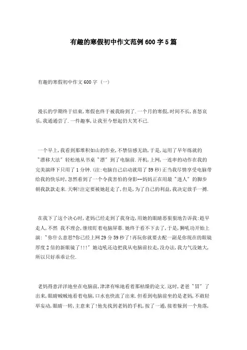 有趣的寒假初中作文范例600字5篇