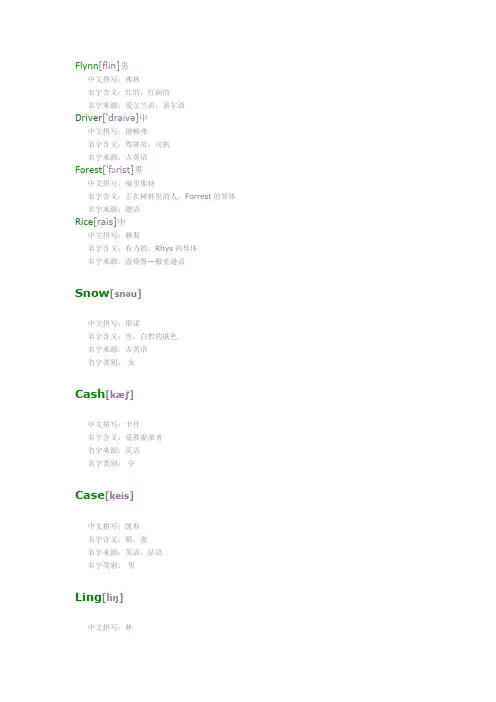 497编号简单实用的英文名字