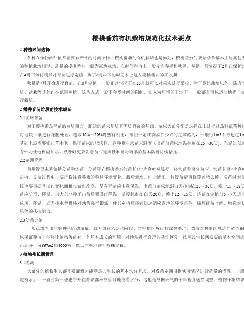 樱桃番茄有机栽培规范化技术要点