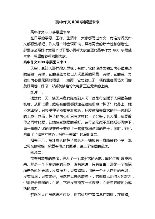 高中作文800字展望未来
