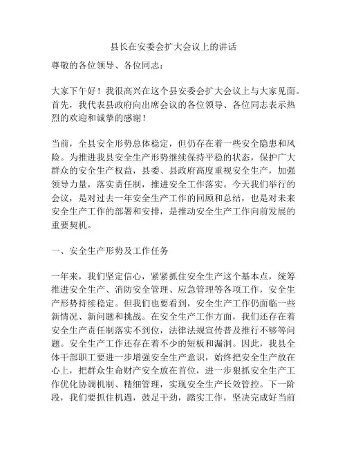 县长在安委会扩大会议上的讲话
