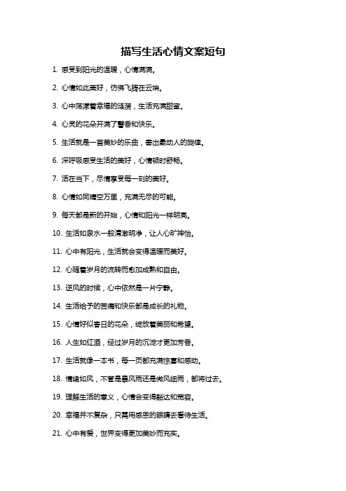 描写生活心情文案短句