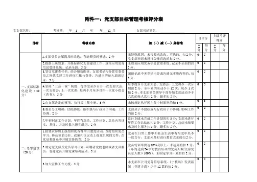 党支部和党员目标管理考核表