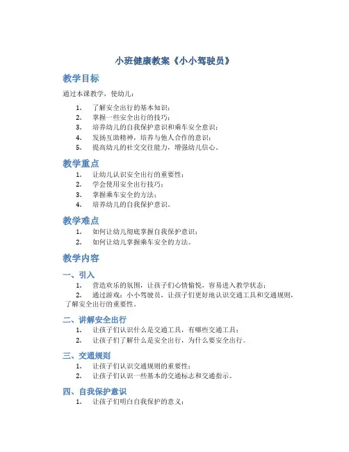 小班健康教案《小小驾驶员》
