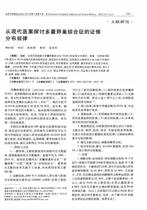 从现代医案探讨多囊卵巢综合征的证候分布规律