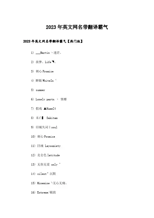 2023年个性_英文网名带翻译霸气