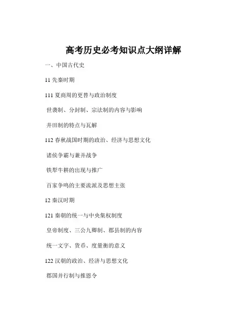高考历史必考知识点大纲详解