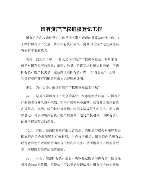 国有资产产权确权登记工作