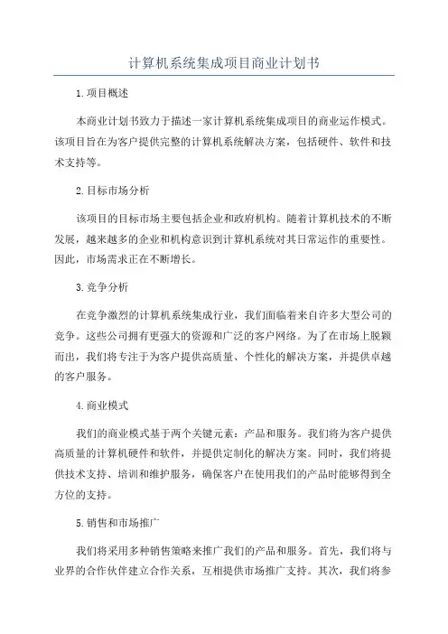 计算机系统集成项目商业计划书
