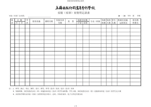 实验实训室使用记录表