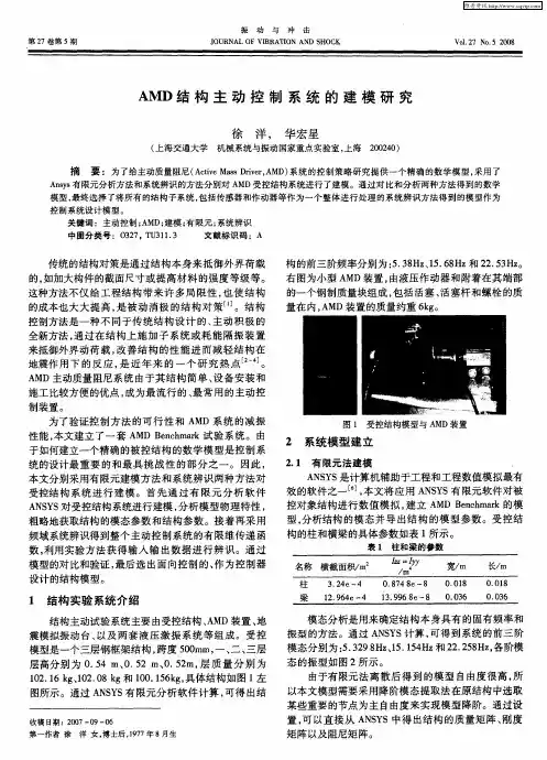 AMD结构主动控制系统的建模研究