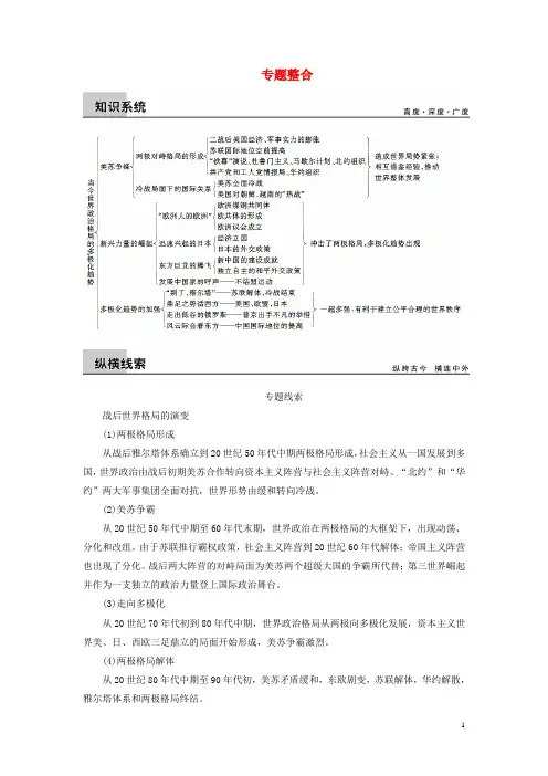 高考历史一轮总复习 专题十六 第二次世界大战后世界政治格局的演变专题整合(1)