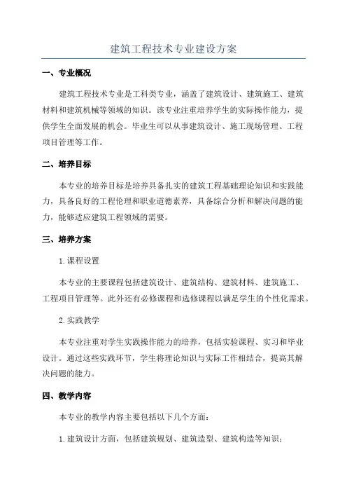 建筑工程技术专业建设方案