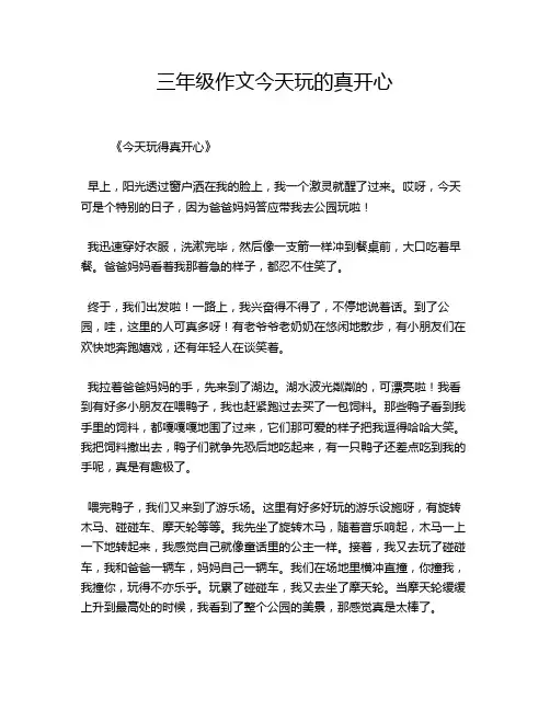 三年级作文今天玩的真开心