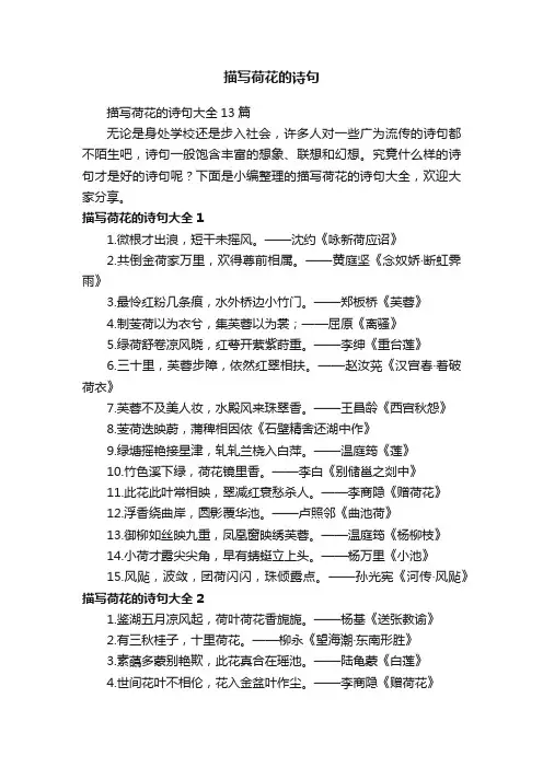 描写荷花的诗句大全13篇