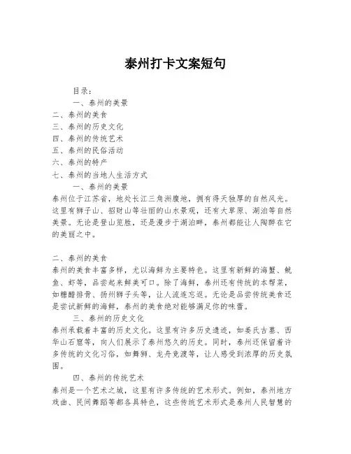 泰州打卡文案短句