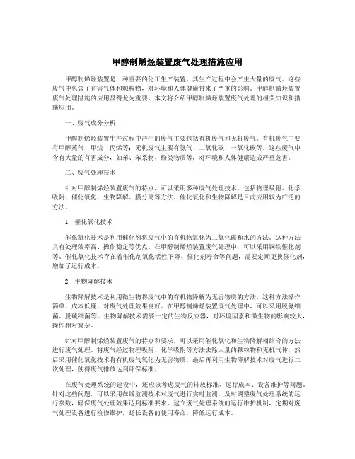 甲醇制烯烃装置废气处理措施应用