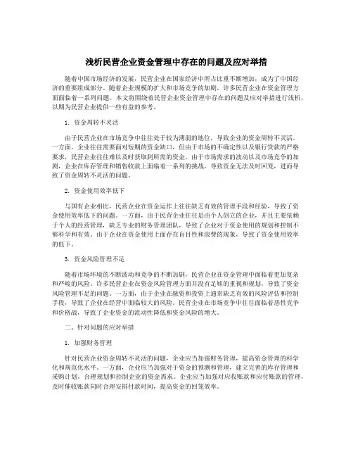 浅析民营企业资金管理中存在的问题及应对举措