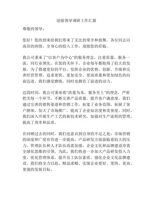 迎接领导调研工作汇报