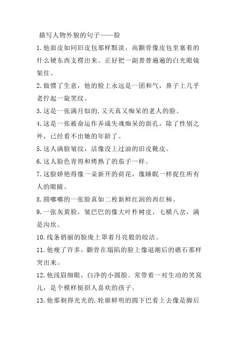 描写人物的外貌脸
