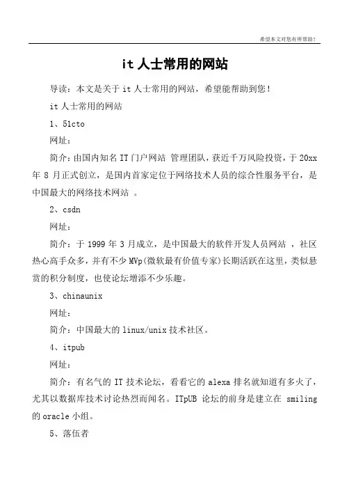 it人士常用的网站