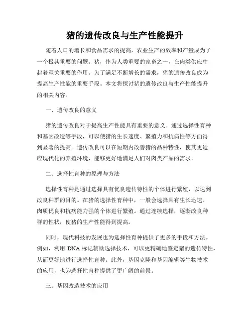 猪的遗传改良与生产性能提升